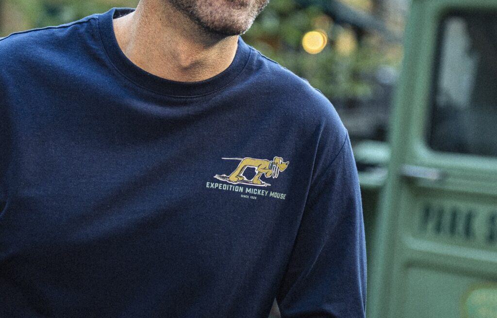 Expedition Mickey Mouse navy sweatshirt with vintage Disney design, unique Disney fashion for fans.