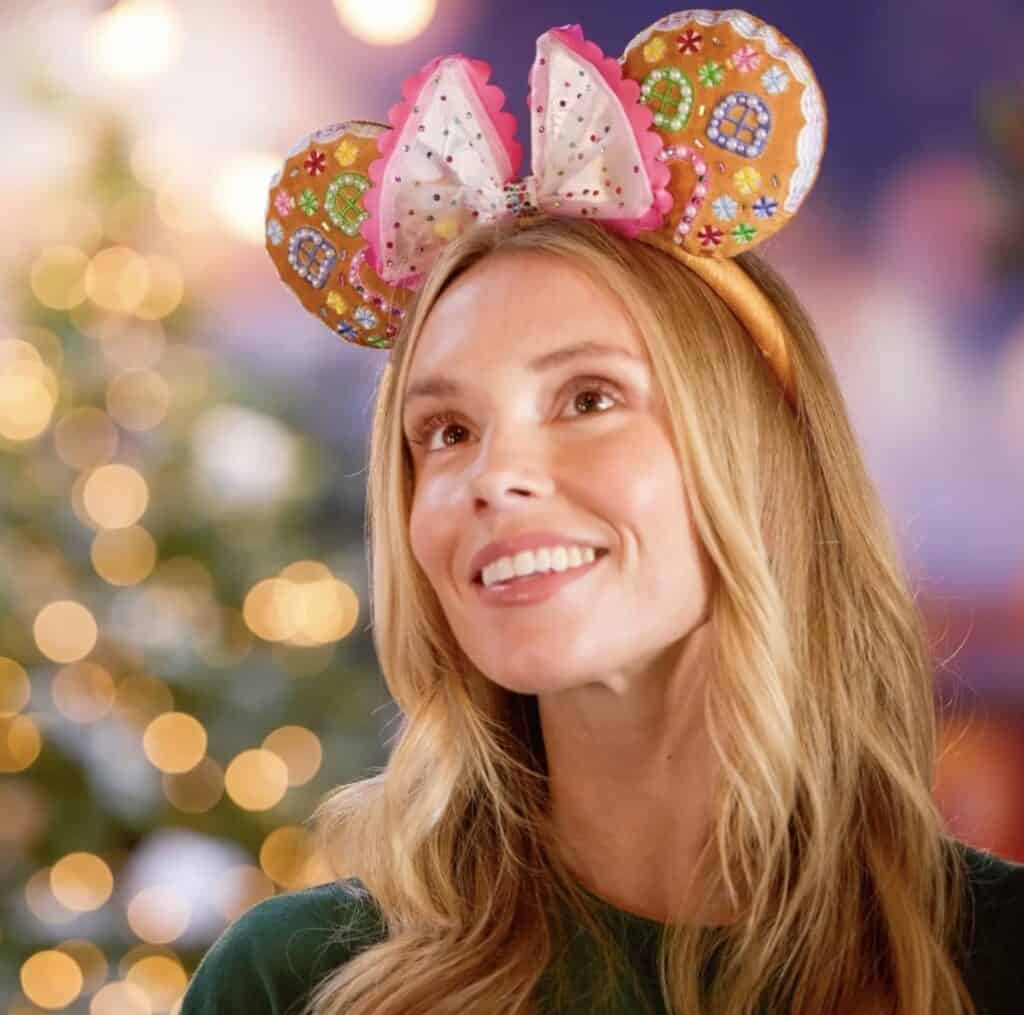 Bright Disney-themed gingerbread cookie ears headband, perfect for Disney fashion and holiday parties.