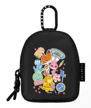 Colorful Disney Boutique mini backpack with adorable animal and character patches for fans.