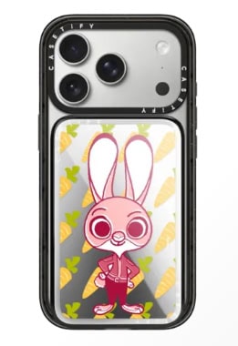 Cute pink bunny cartoon phone case with carrot pattern for Disney fans, trendy accessories for iPhone.