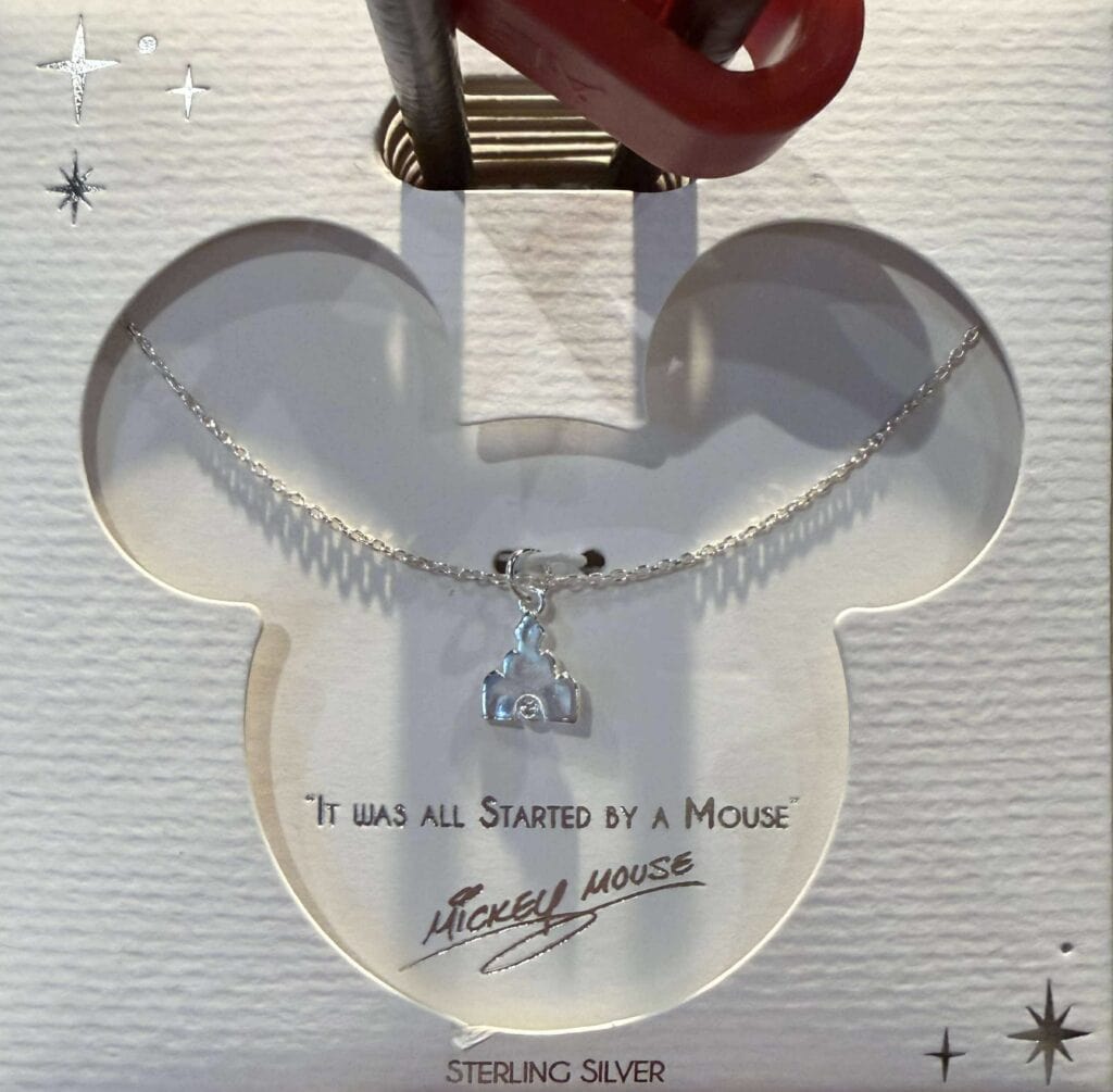 Sterling silver Mickey Mouse necklace featuring a Disney-themed pendant, perfect for Disney fashion lovers.