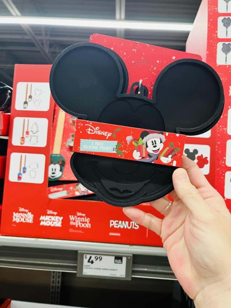 Silicone Mickey Mouse shaped trivet for holiday gifting, perfect for Disney fans and kitchen decor.