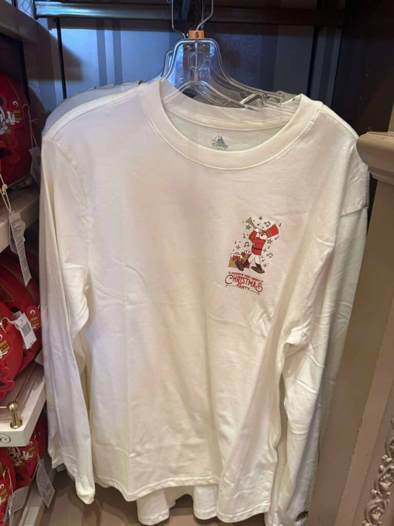 Festive Christmas Disney sweatshirt with Santa graphic and holiday design.