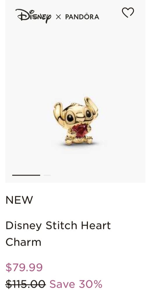 Disney Stitch heart charm jewelry accessory, Disney Pandora collaboration, cute Disney fan gift.