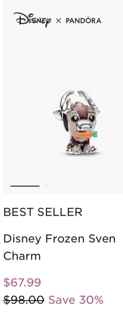 Adorable Disney x Pandora Frozen Sven charm for jewelry lovers.