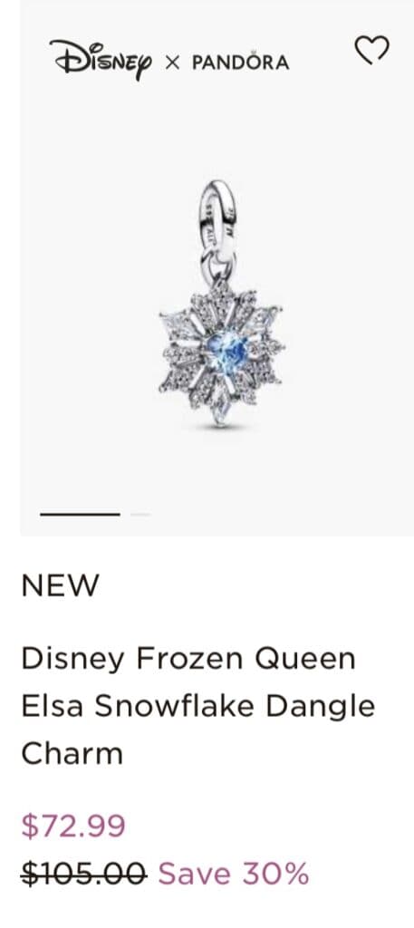 Disney Elsa Snowflake Dangle Charm for jewelry, Frozen-inspired jewelry, Disney princess accessories.