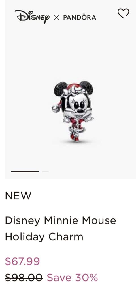 Disney Minnie Mouse holiday charm, festive jewelry accessory for Disney fans.