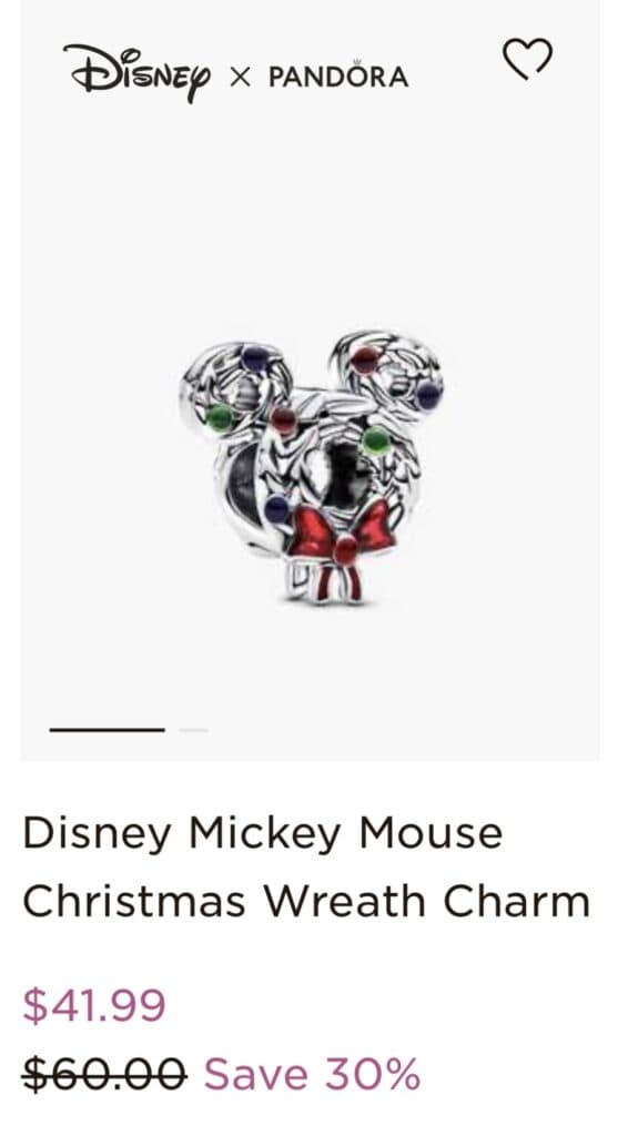 Colorful Disney Mickey Mouse Christmas wreath charm with holiday accents and festive design.