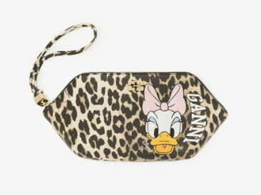 Leopard print Disney Duckling luggage tag with Daisy Duck illustration.