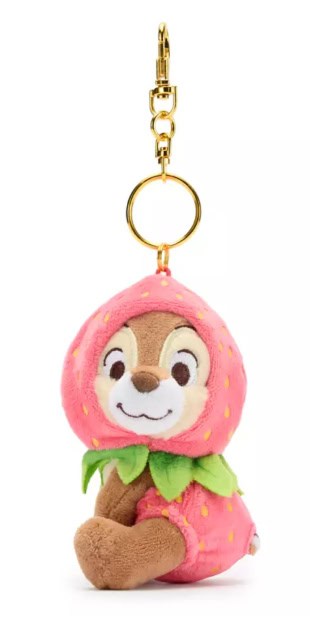 Cute Strawberry-themed Disney plush keychain featuring Friendship with Disney characters.