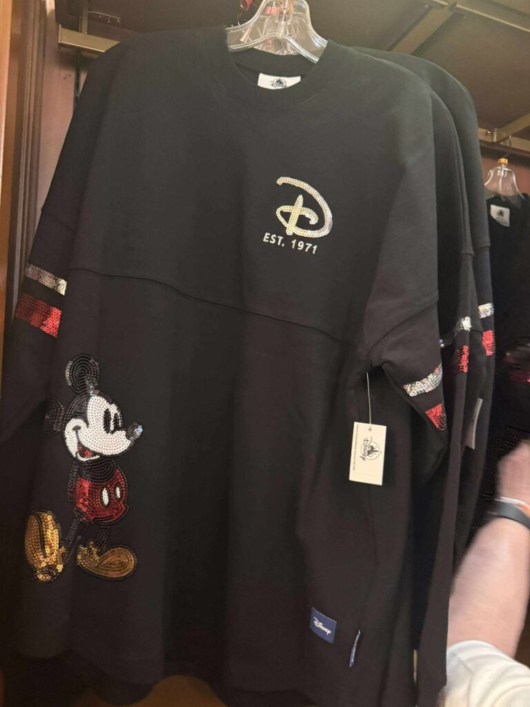 Disney Mickey Mouse sweatshirt with rhinestone details, Disney Fashionista exclusive apparel, perfect for Disney fans.