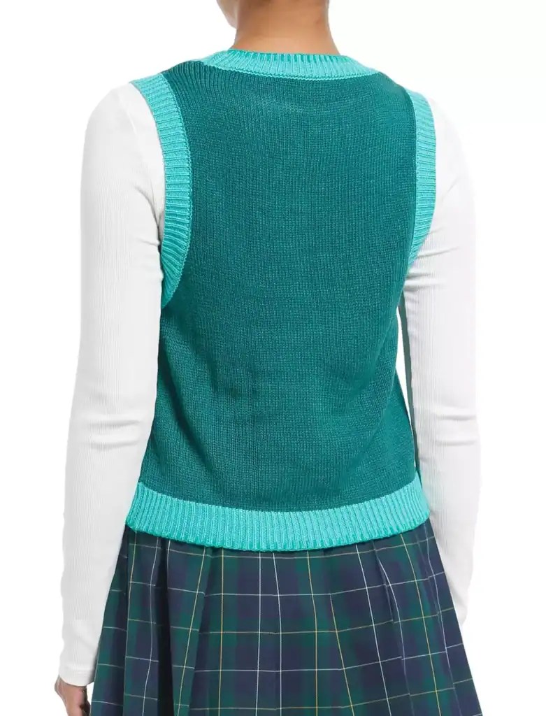 Bright teal and white layered school clothing for kids, perfect for back-to-school fashion.