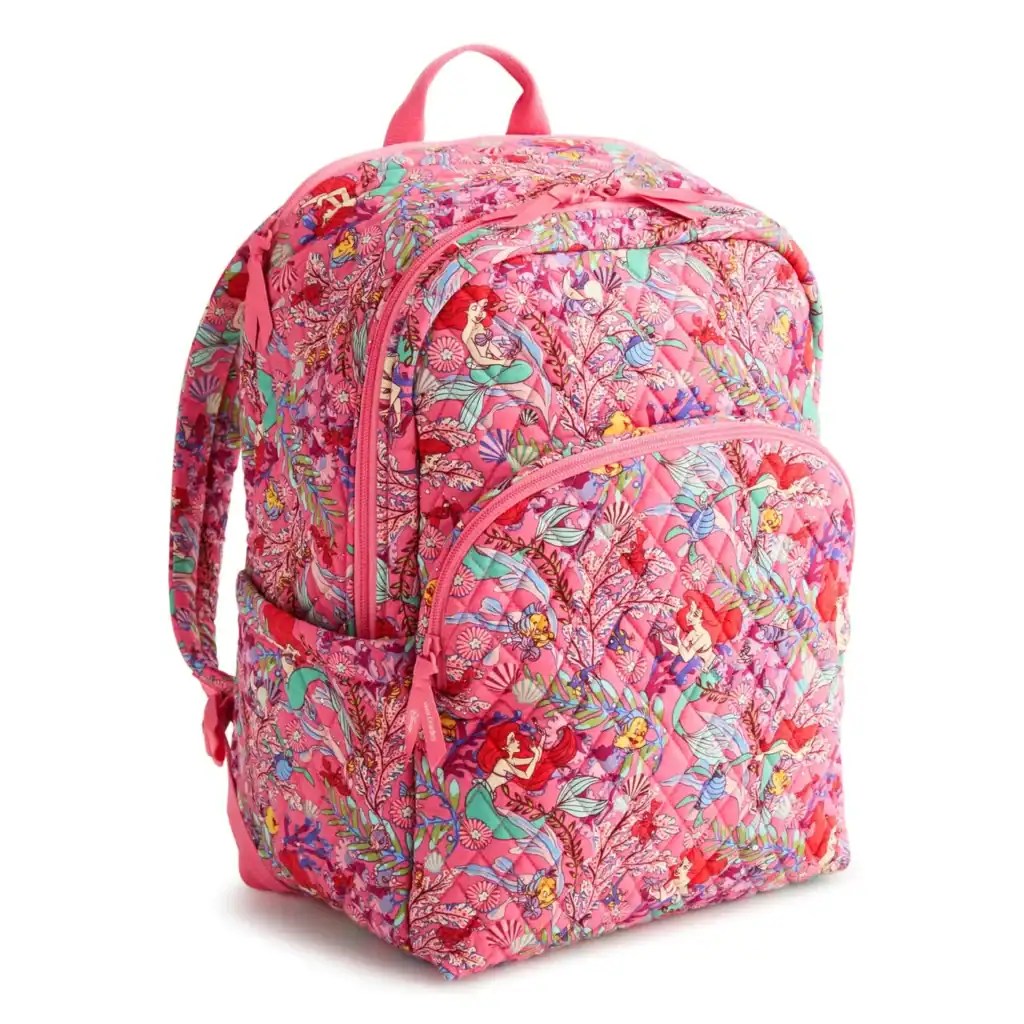 Colorful Disney princess backpack with Ariel, floral print, perfect for kids, school, and Disney fan fashion.