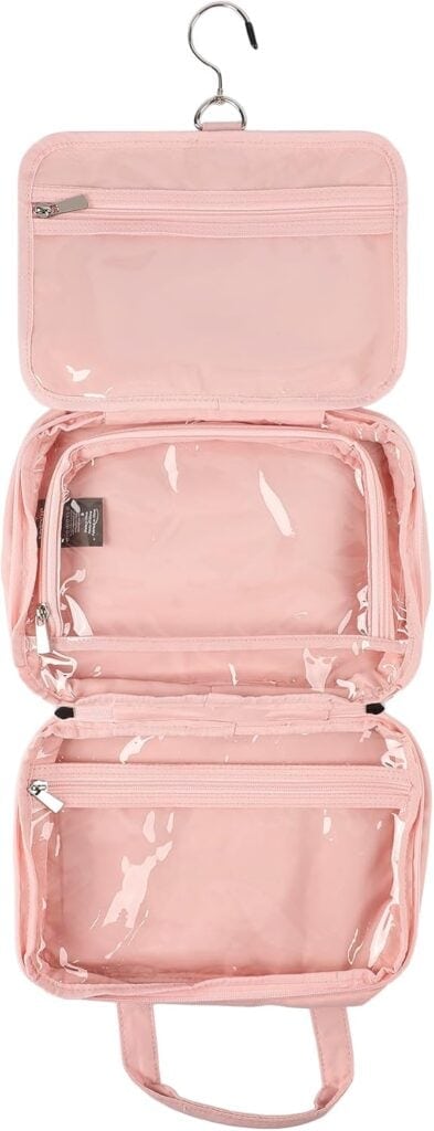Stylish pink Disney-themed travel packing organizer with multiple compartments.