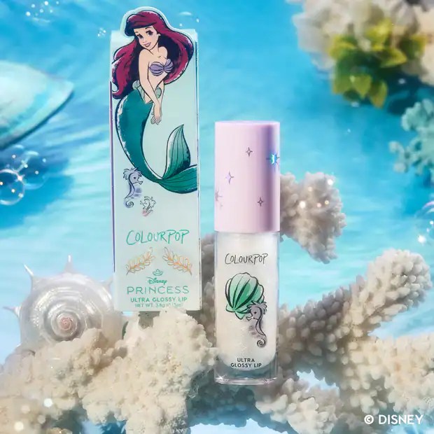 Bright, shimmering Disney Princess-themed lip gloss with mermaid design.