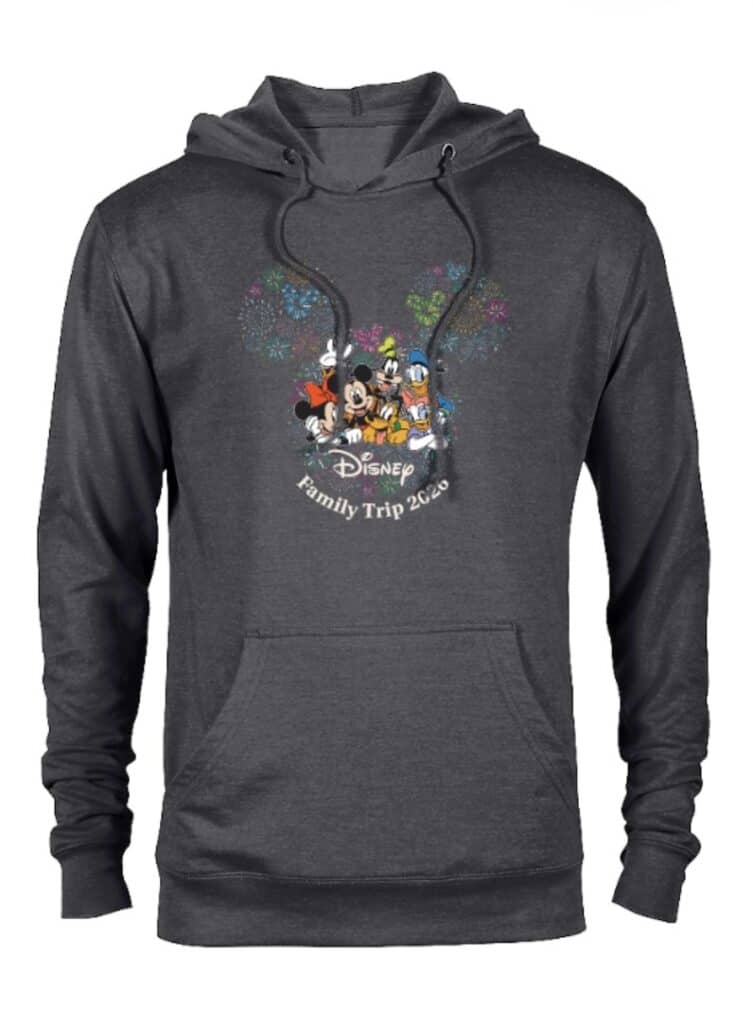 Disney family trip 2020 sweatshirt with Mickey, Minnie, Donald, and Goofy, perfect for Disney fans.