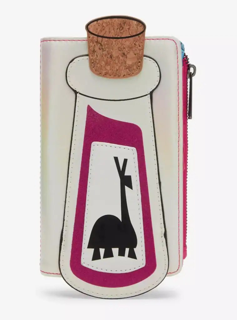 Colorful Disney-inspired bottle-shaped wallet with a cork cap design, perfect for Disney fashion enthusiasts.