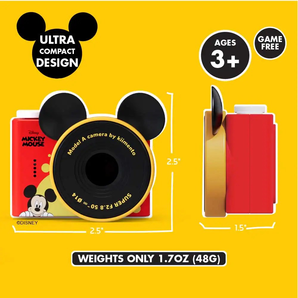 Cute Mickey Mouse camera for kids, portable fun toy for children 3+ years old, Disney character design.