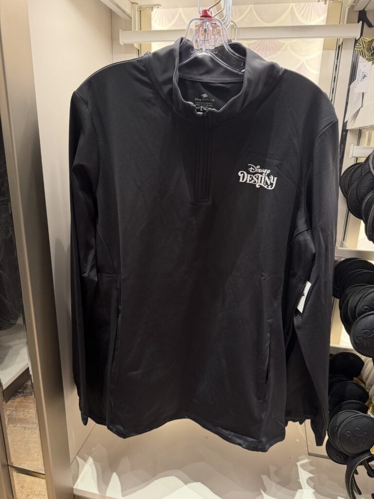 Comfortable black jacket with Disney Cruise Line and Disney Destiny logo embroidery.