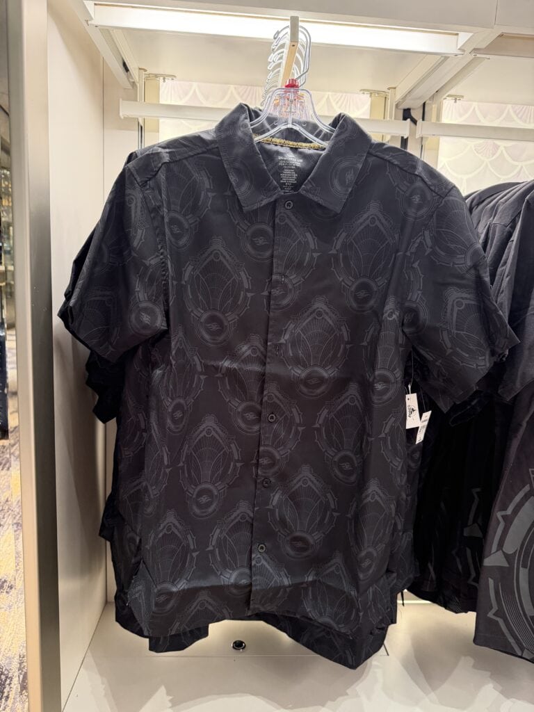 Men's Disney-themed shirt with detailed pattern, ideal for stylish Disney fans.