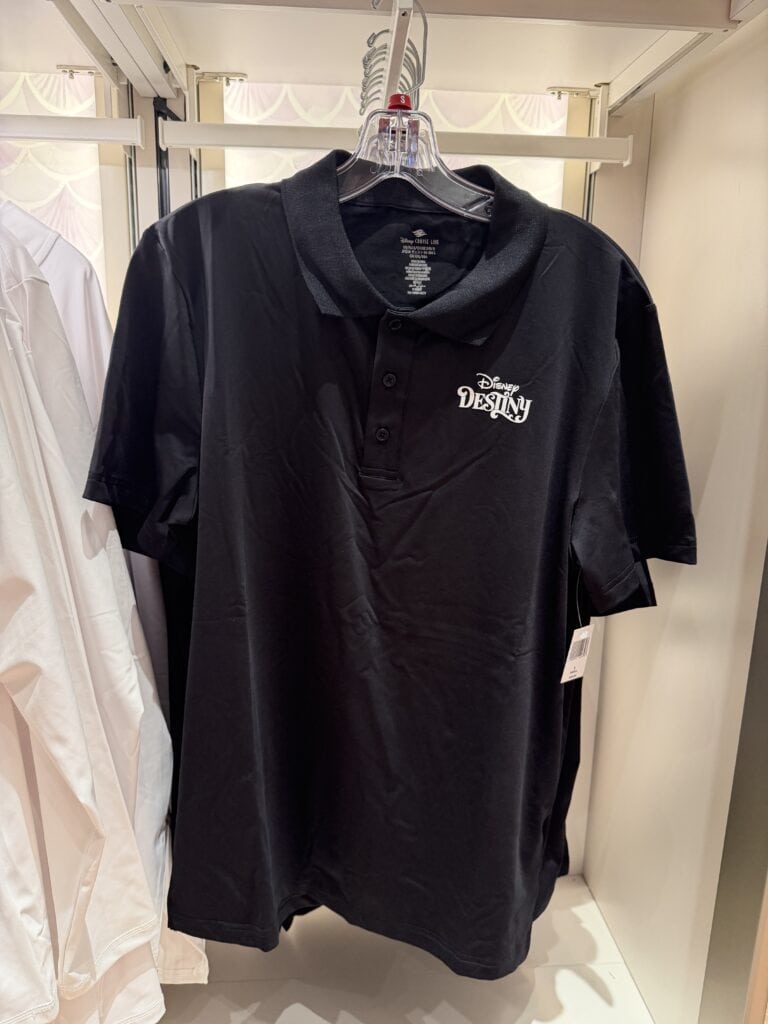 Black Disney DesiNY polo shirt with logo.