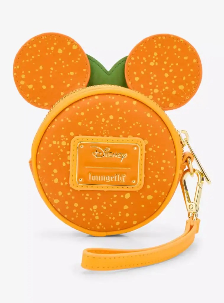 Adorable orange Disney Mickey Mouse mini bag with speckled pattern and ear details. Palm-sized for Disney fashion lovers.