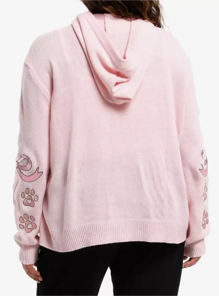 Pink Disney hoodie with paw print and moon design, perfect for Disney fans who love comfy, stylish apparel.