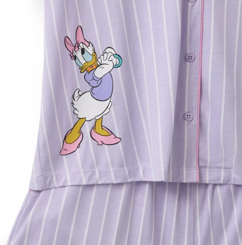 Disney Minnie Mouse pajamas for girls, pink and purple striped cozy sleepwear.