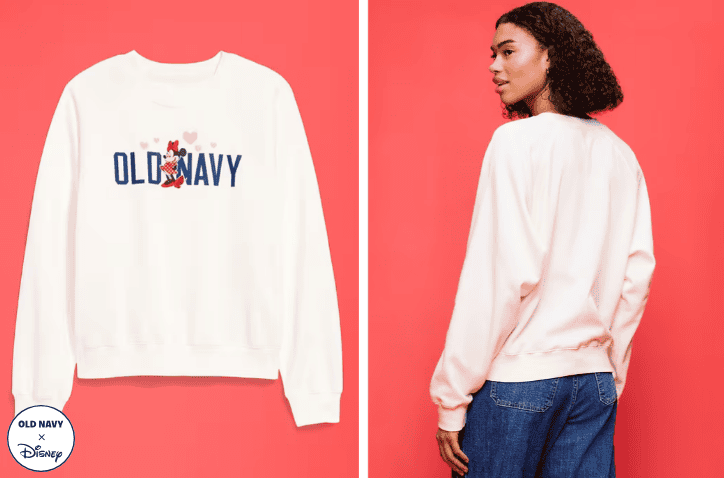 Disney Old Navy sweatshirt with Minnie Mouse, perfect Disney fashion for women.