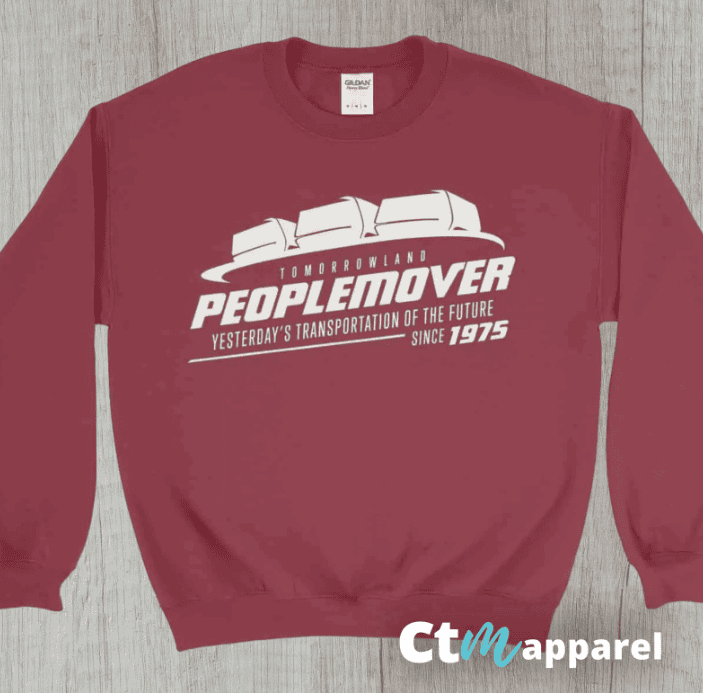 Peoplemover T-shirt featuring classic Disney transportation graphic, retro style Disney merchandise, perfect for Disney fans and collectors.