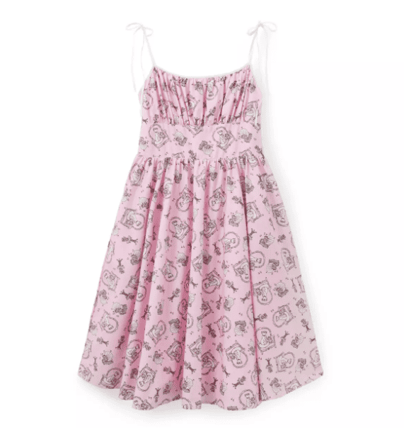 Pink Disney dress with jewelry print, perfect for girls, comfortable and stylish Disney-themed outfit for children.