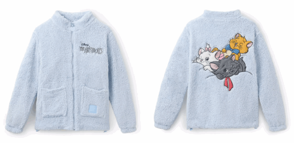 Cute Disney The Aristocats fleece jacket for kids, featuring adorable character graphics from the classic movie.