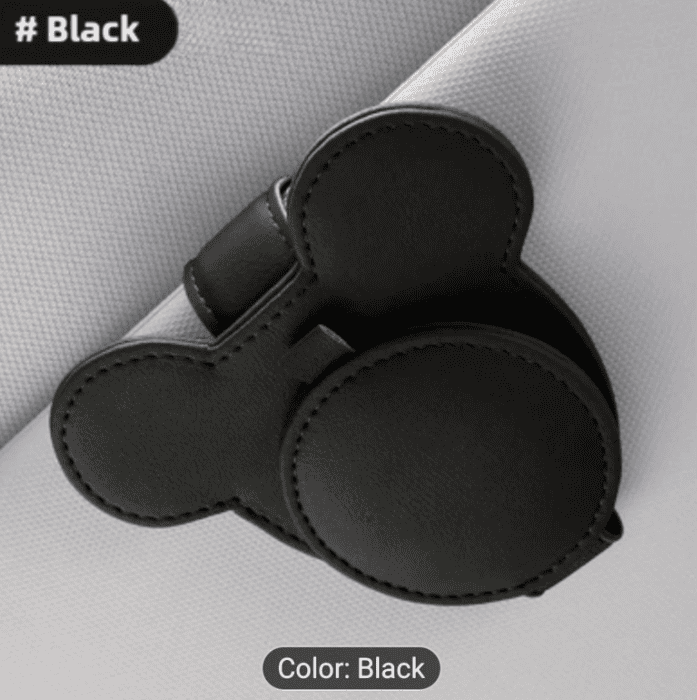 Disney Mickey Mouse sunglasses case in black leather, ideal for stylish Disney accessories.