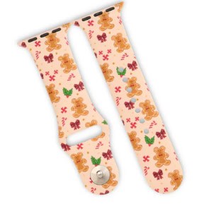 Colorful gingerbread cookie-themed socks with festive holiday design.