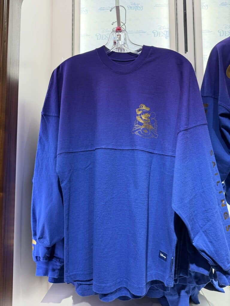 Blue Disney Duck graphic sweatshirt with gold accents, casual Disney fashion, ideal for Disney fans.