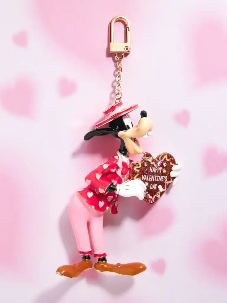 Cute Disney Mickey Mouse Valentine's Day keychain with heart-shaped cookie design.