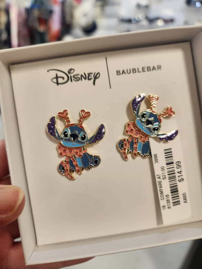 Colorful Disney Stitch jewelry with glitter accents and heart details. Perfect for Disney fans.