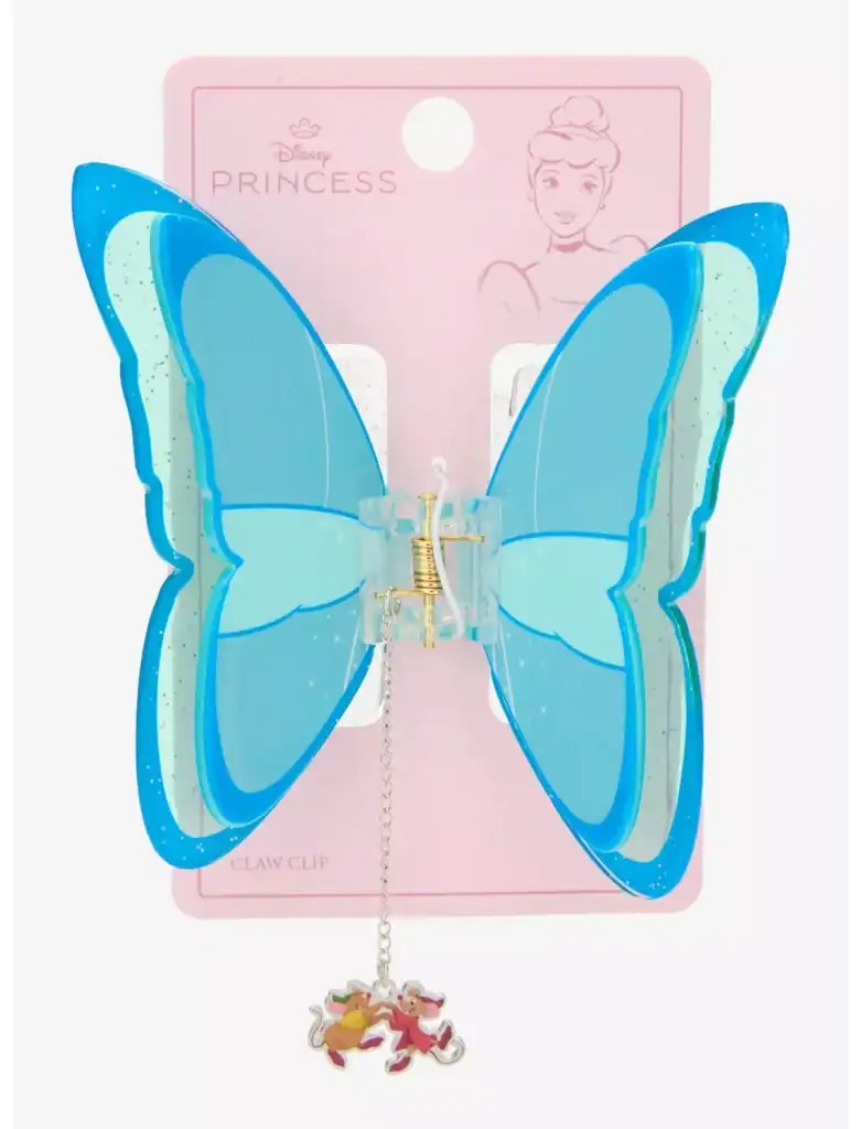 Colorful blue butterfly hair accessory for kids, Disney Princess theme, perfect for cute hairstyles.