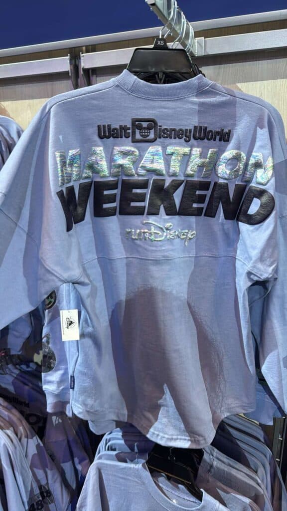 Stylish Disney marathon weekend sweatshirt with Disney branding and glitter accents.