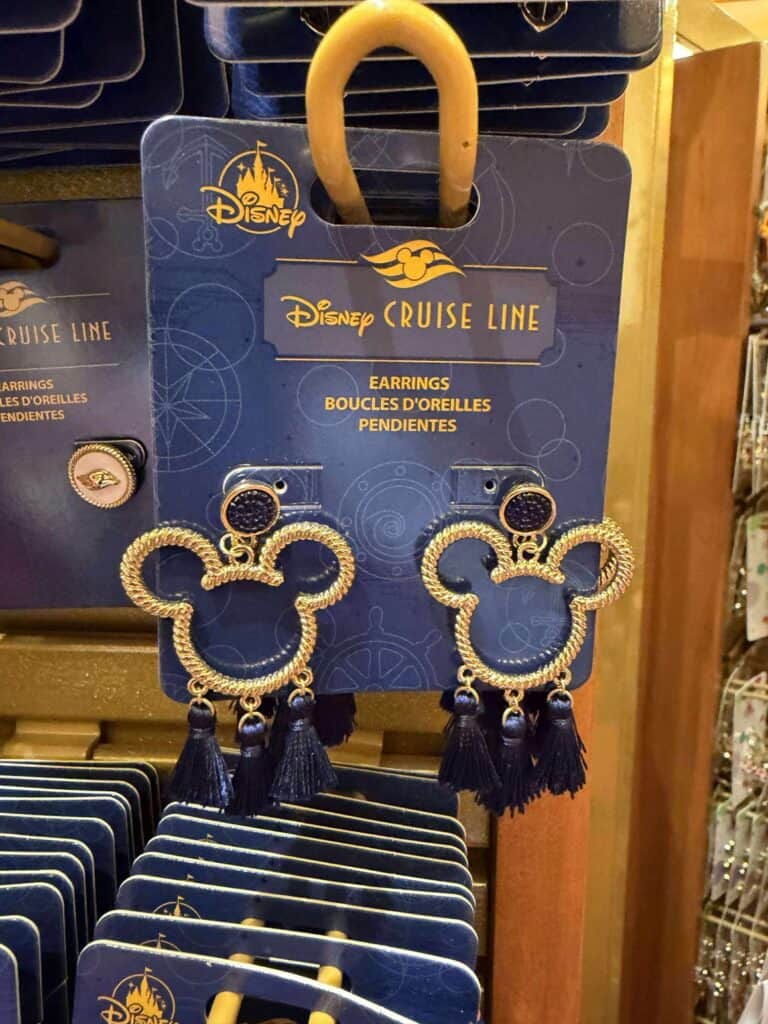Decorative earrings featuring Mickey Mouse head design with black tassel accents, perfect for Disney fans.