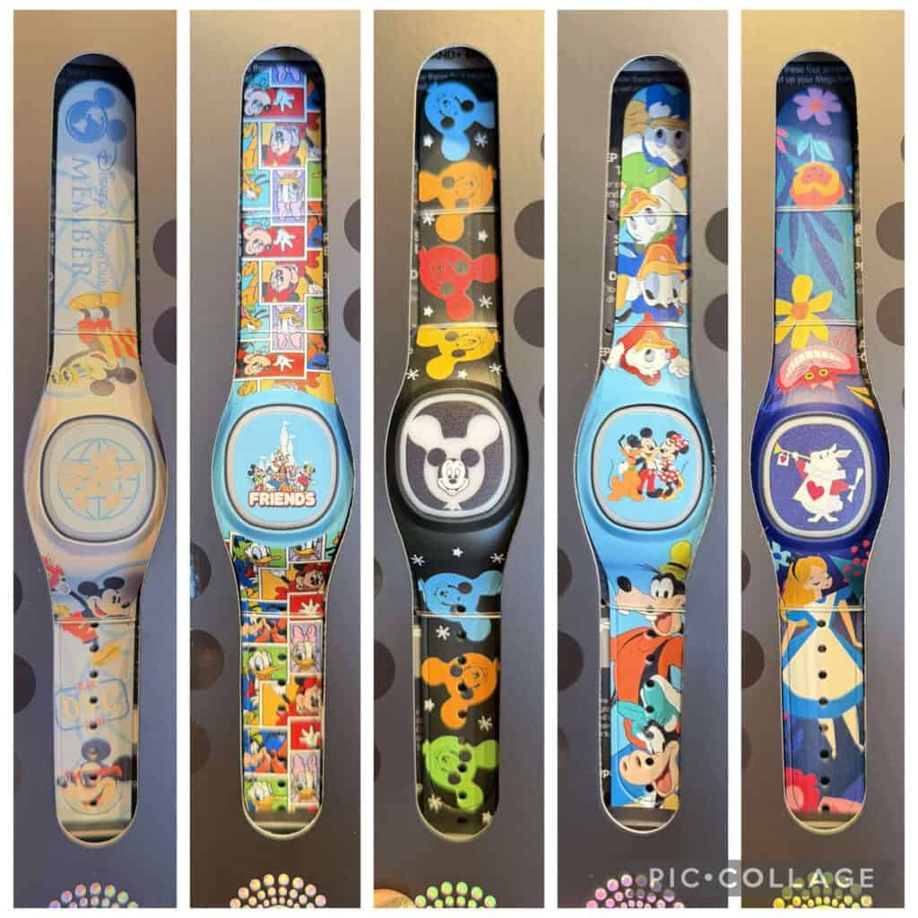 Colorful Disney character-themed watch bands with classic Disney icons and characters.