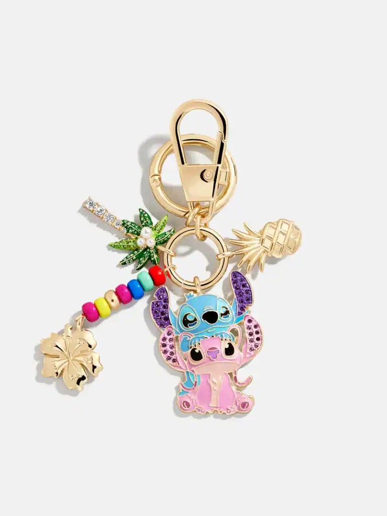 Bright Disney stitch and lilo enamel charms with beads and gold accents.