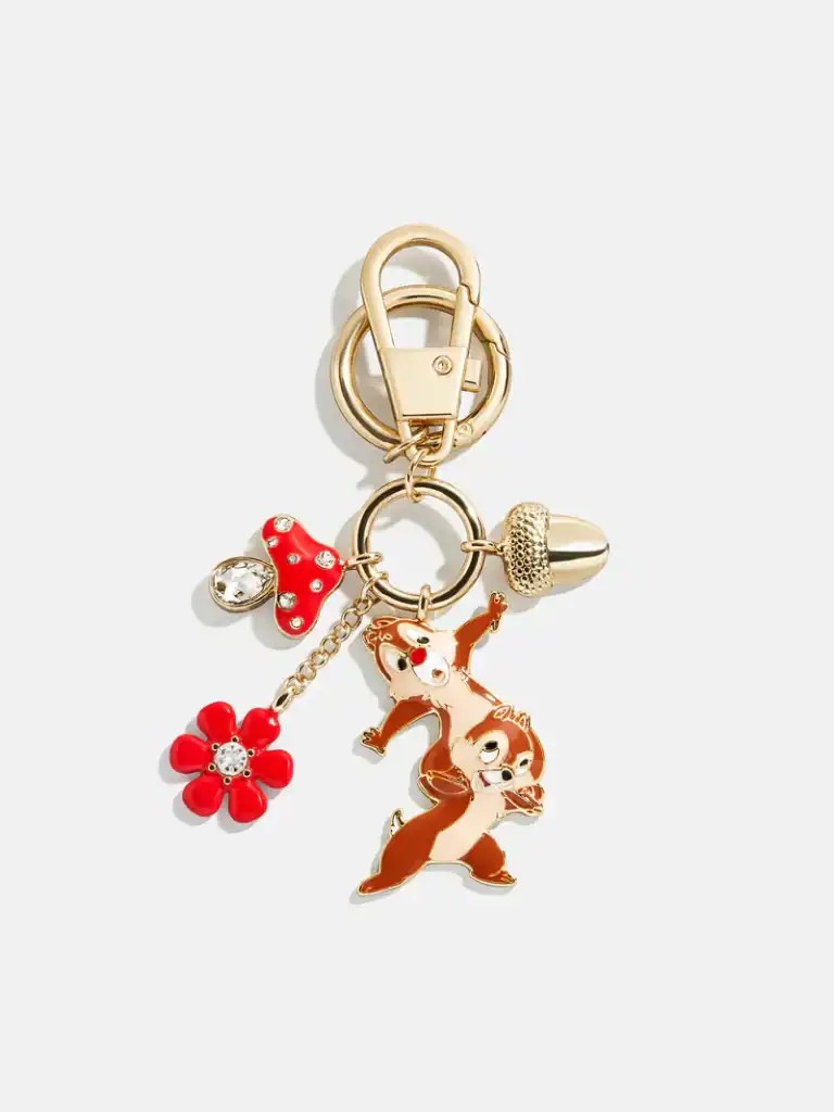 Disney charm keychain featuring Minnie Mouse, flowers, and playful characters for Disney fashion lovers.