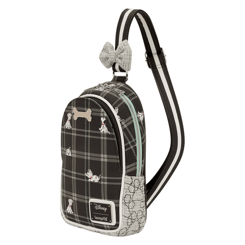 Cute Disney plaid backpack with puppy and bone design, perfect for Disney fans and kids.