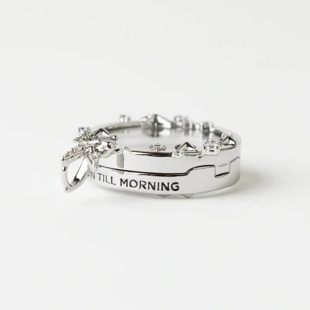 Elegant Disney-inspired ring with sparkling crystals and engraved phrase, perfect for Disney fans and collectors.