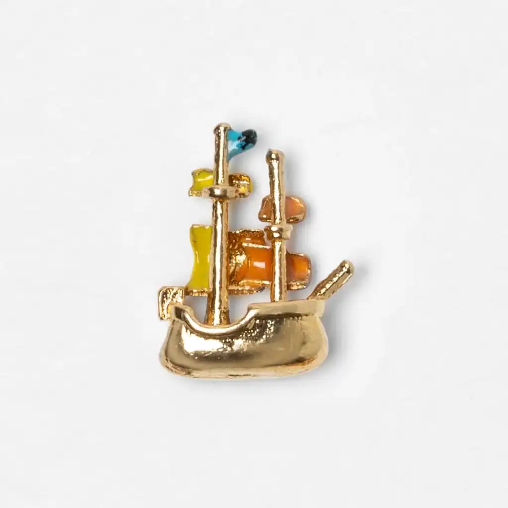 Colorful sailing ship enamel charm for jewelry making, Disney-inspired ocean adventure accessory, perfect for bracelets or necklaces.