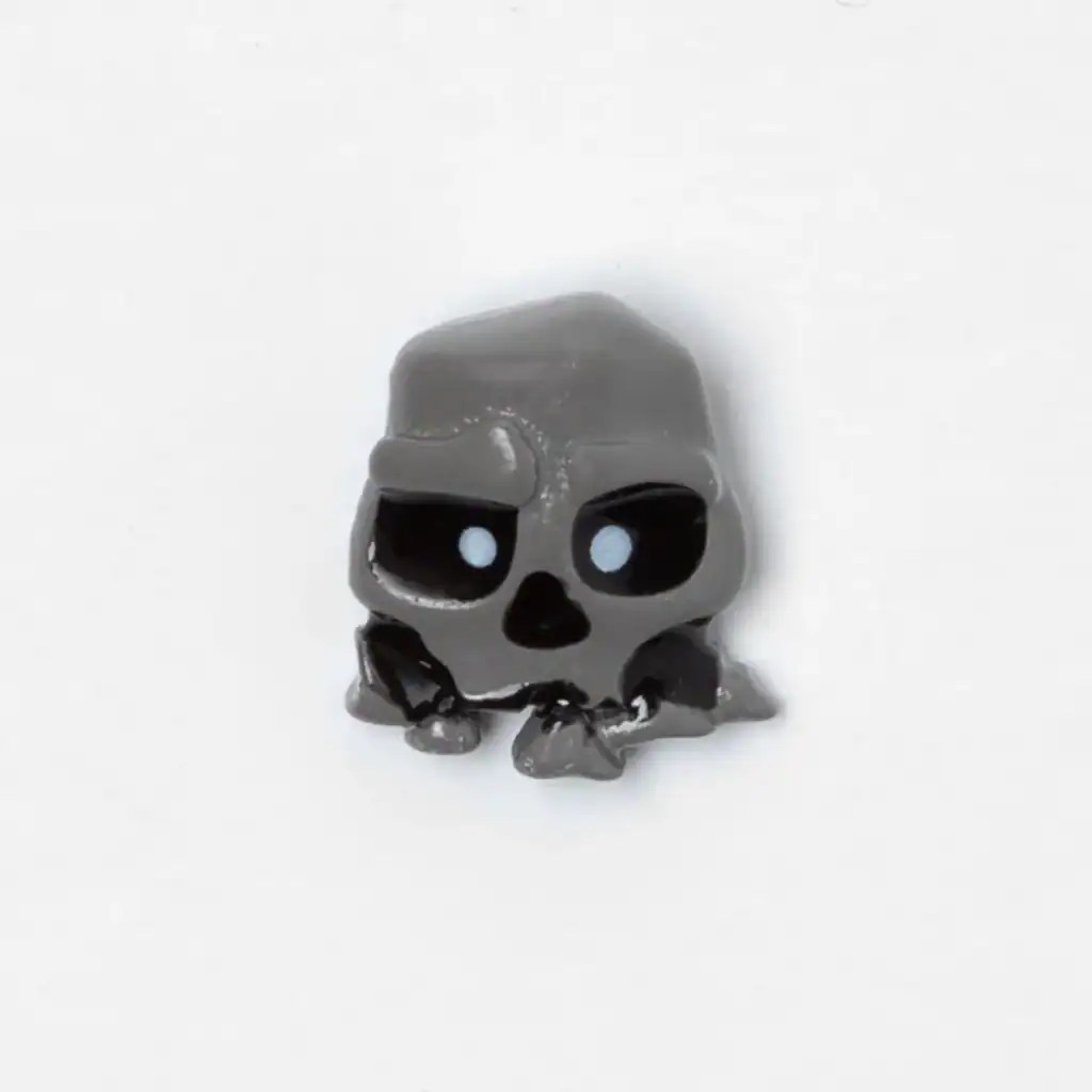 Gray and black skull charm with glossy finish, ideal for customizing Disney-inspired jewelry.