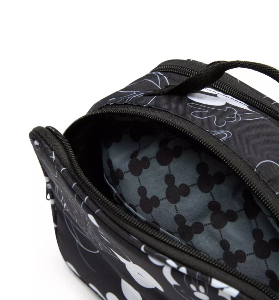 Black Mickey Mouse printed backpack with interior graph design.