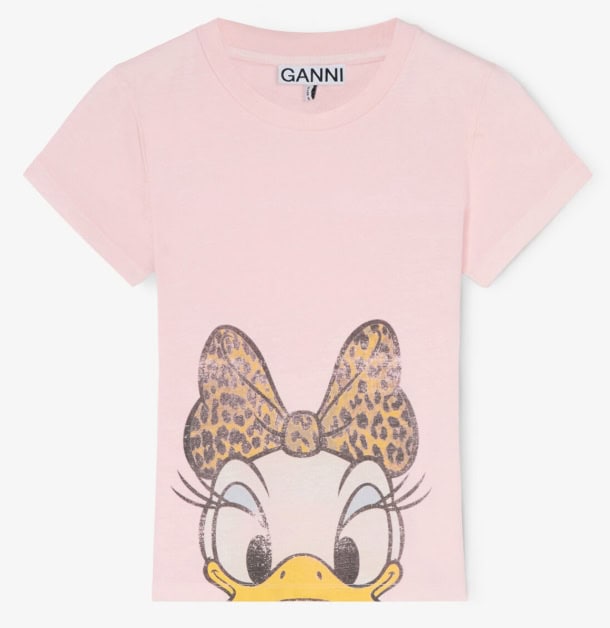 Disney Duck Girl T-shirt with leopard bow graphic for kids, perfect for Disney and fashion lovers.