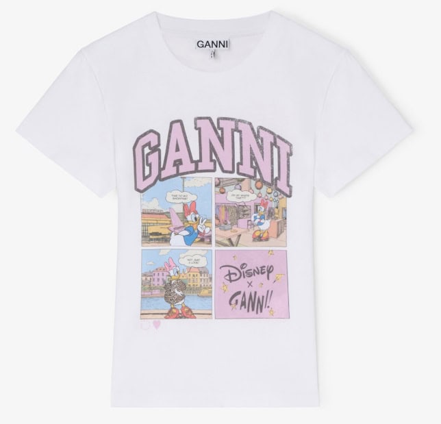 Cute Disney Ganni collaboration graphic tee for Disney fashion lovers. Perfect for Disney fans who love stylish casual wear.